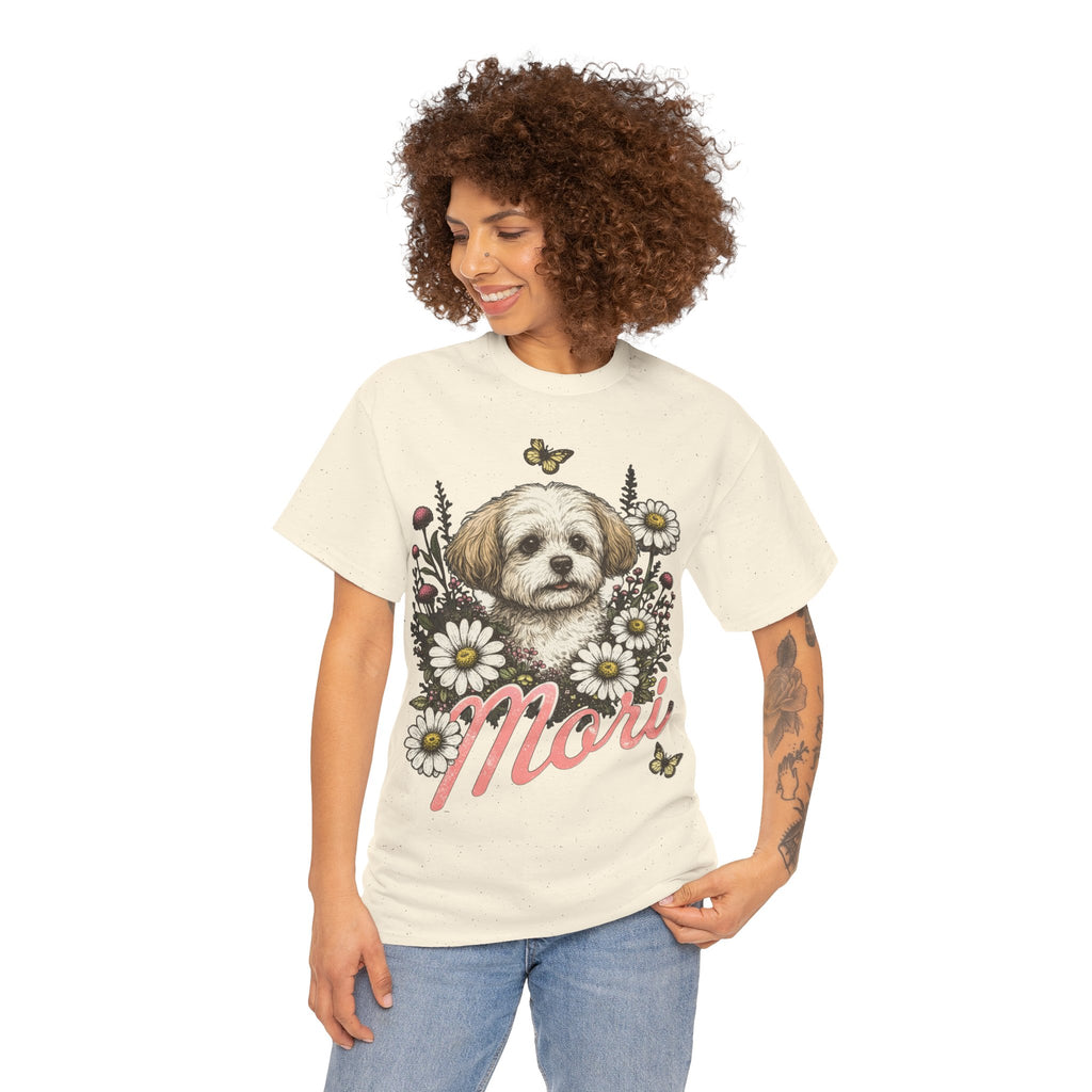 Dog Floral Tee — Personalized "Mori" Puppy Shirt