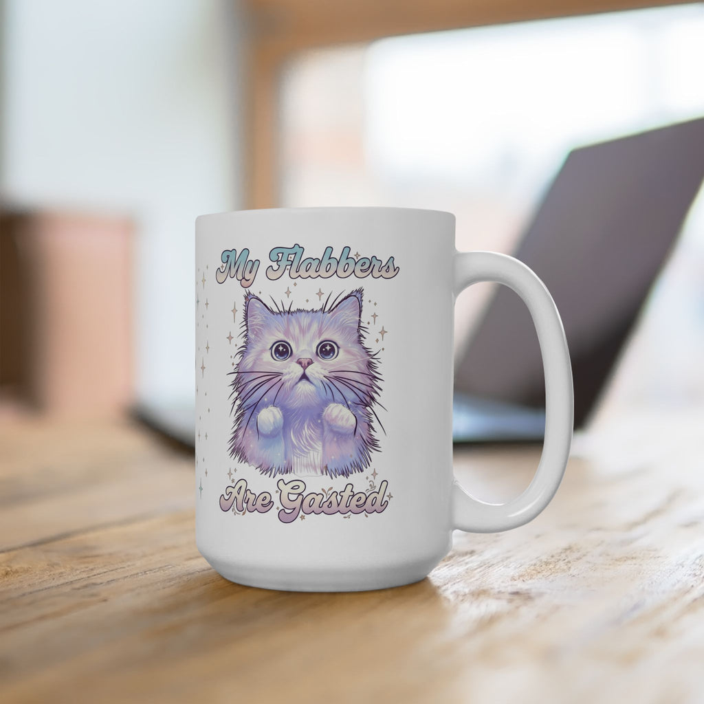 My Flabbers Are Gasted Cat Ceramic Mug — Cute Pastel Kitty Coffee Cup (11oz, 15oz)