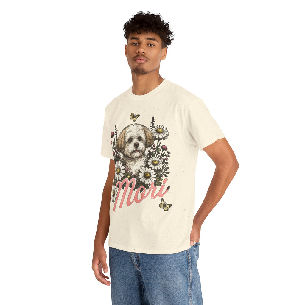 Dog Floral Tee — Personalized "Mori" Puppy Shirt