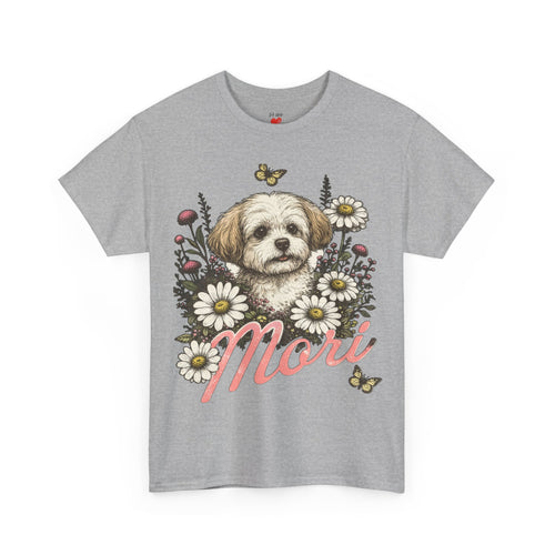 Dog Floral Tee — Personalized "Mori" Puppy Shirt