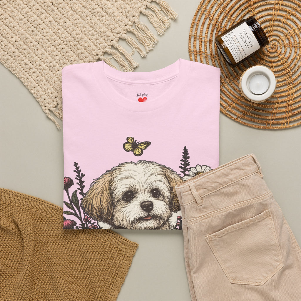 Dog Floral Tee — Personalized "Mori" Puppy Shirt