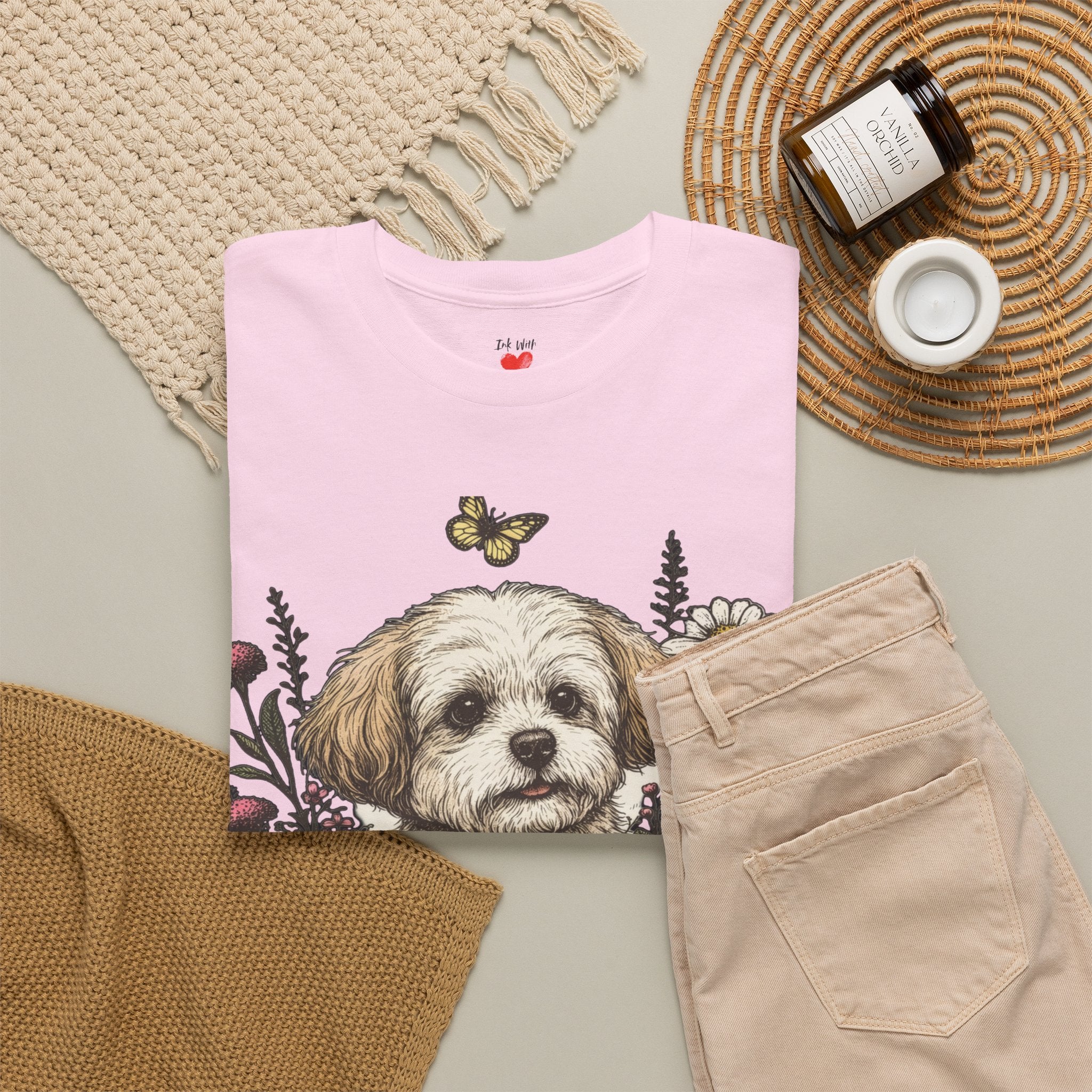 Dog Floral Tee — Personalized "Mori" Puppy Shirt