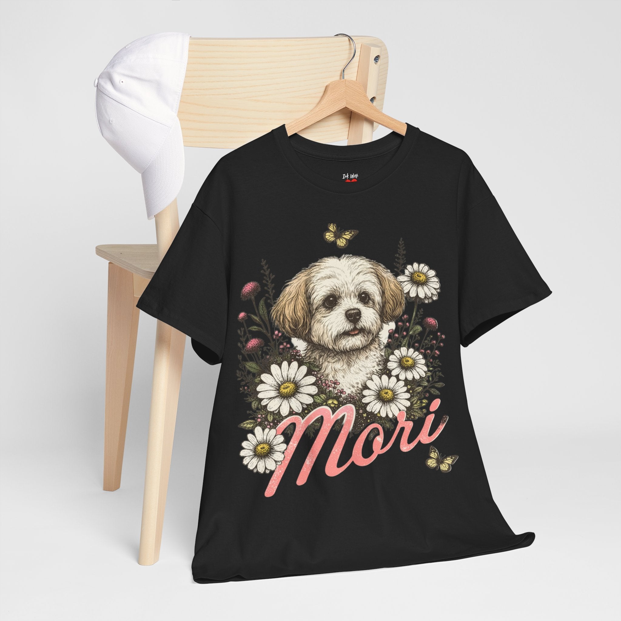 Dog Floral Tee — Personalized "Mori" Puppy Shirt