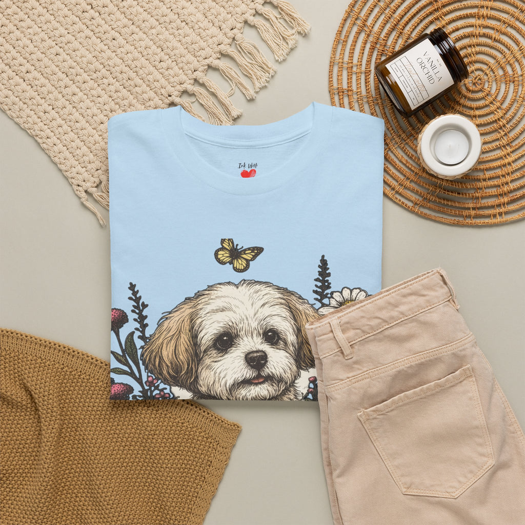 Dog Floral Tee — Personalized "Mori" Puppy Shirt