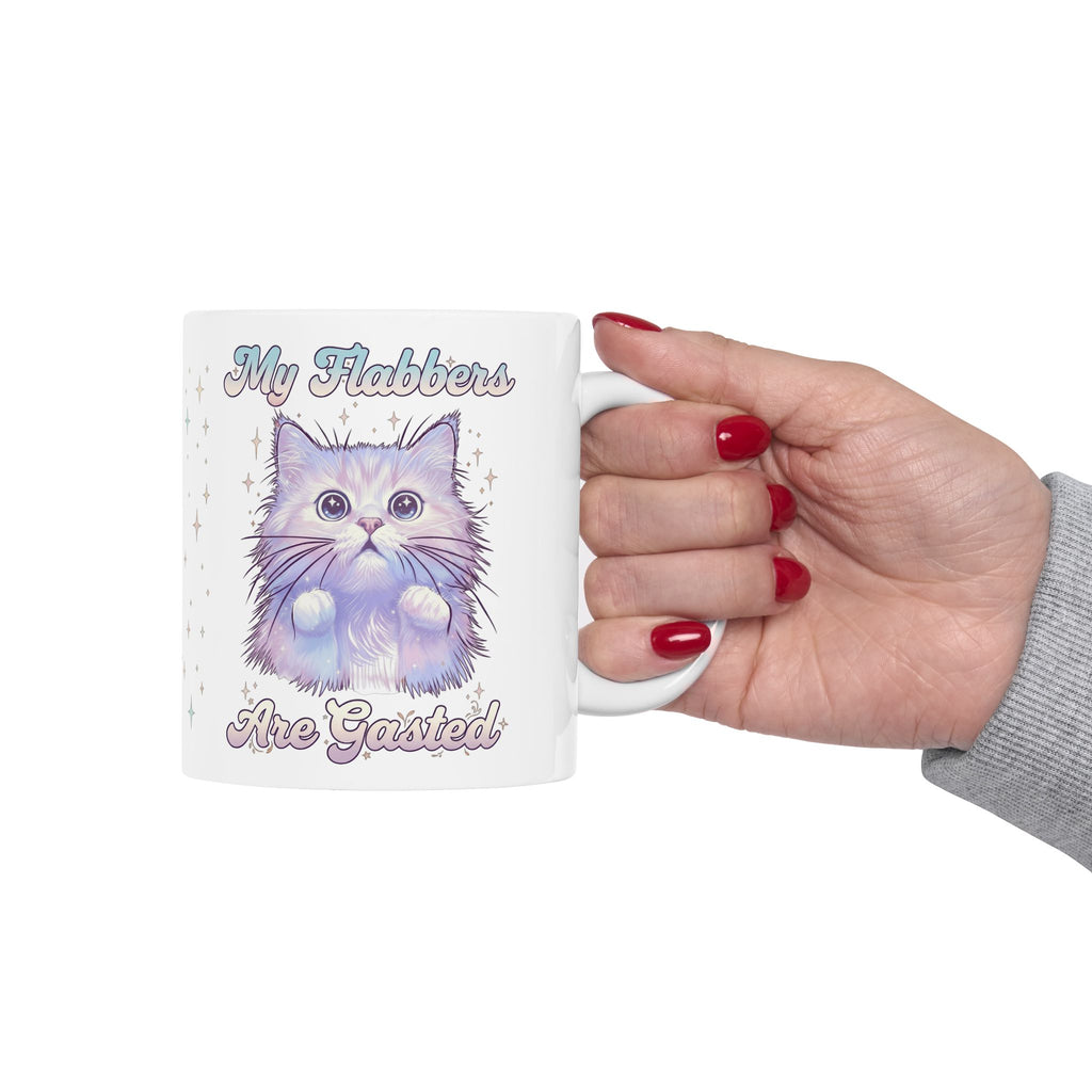My Flabbers Are Gasted Cat Ceramic Mug — Cute Pastel Kitty Coffee Cup (11oz, 15oz)