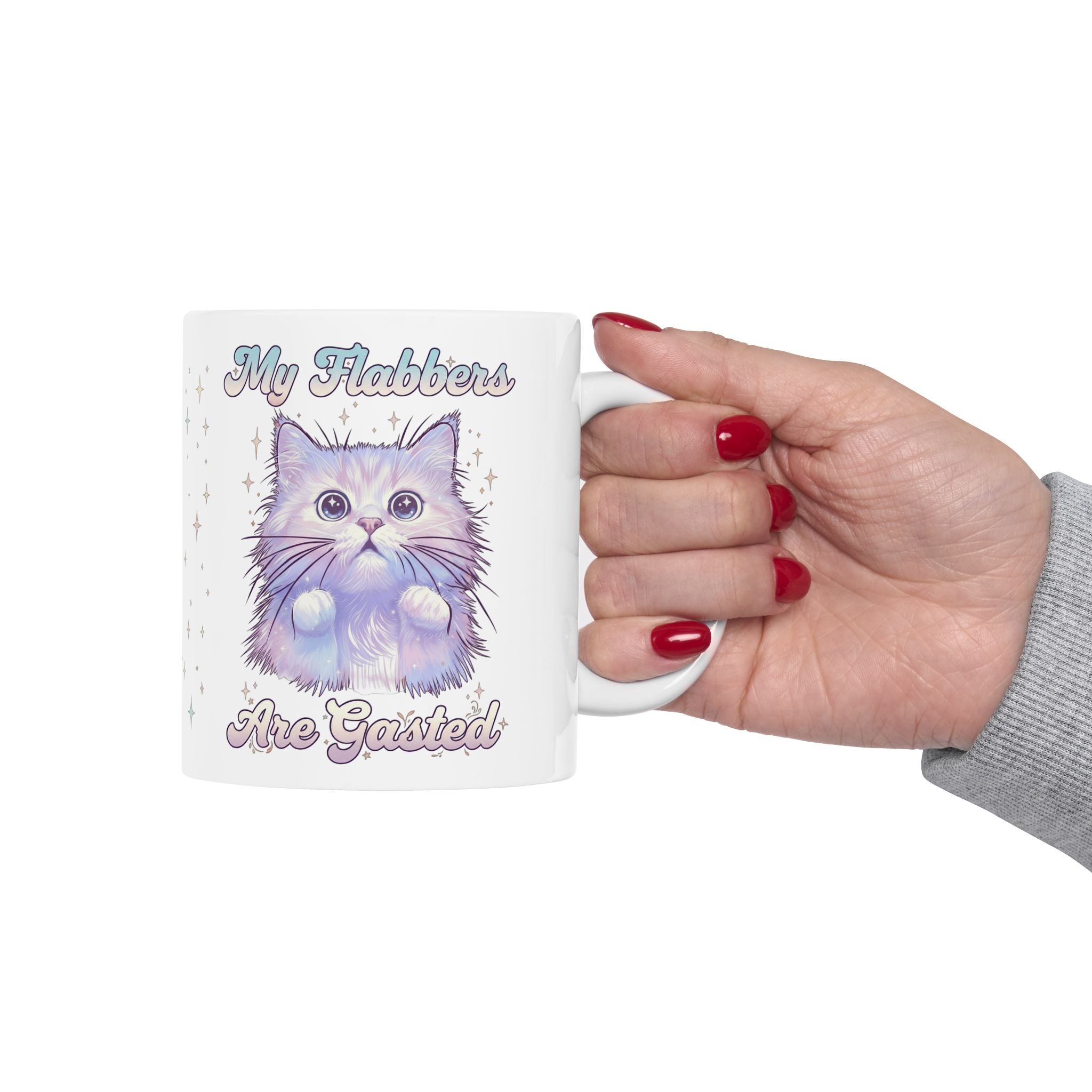 My Flabbers Are Gasted Cat Ceramic Mug — Cute Pastel Kitty Coffee Cup (11oz, 15oz)