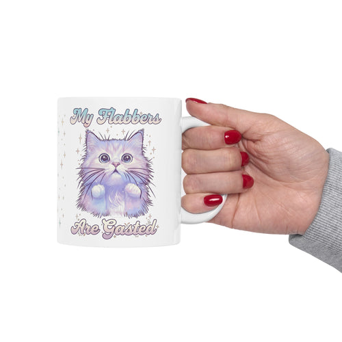 My Flabbers Are Gasted Cat Ceramic Mug — Cute Pastel Kitty Coffee Cup (11oz, 15oz)