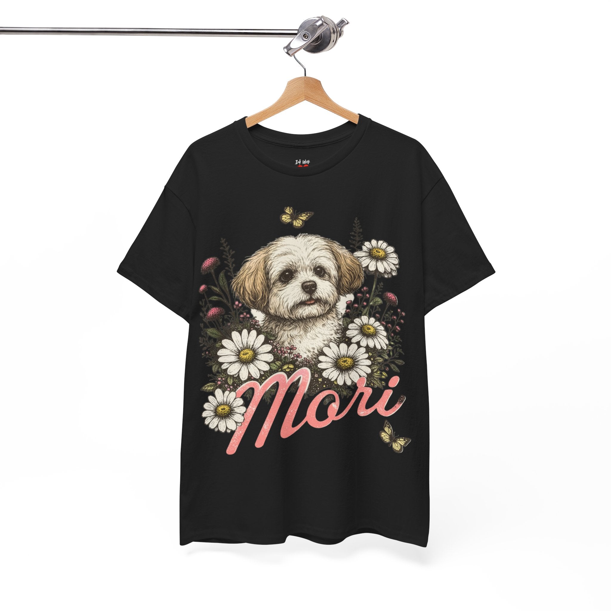 Dog Floral Tee — Personalized "Mori" Puppy Shirt