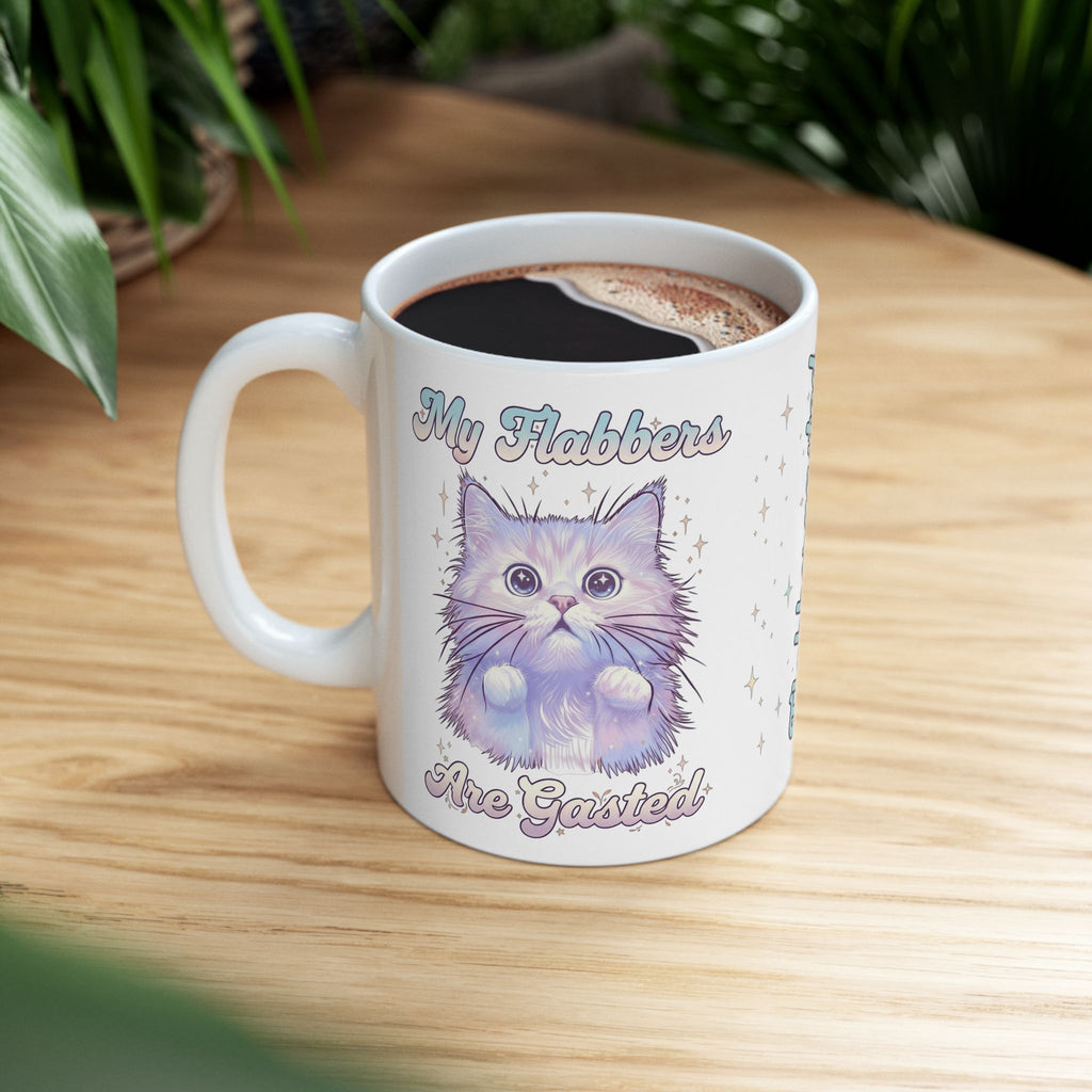 My Flabbers Are Gasted Cat Ceramic Mug — Cute Pastel Kitty Coffee Cup (11oz, 15oz)