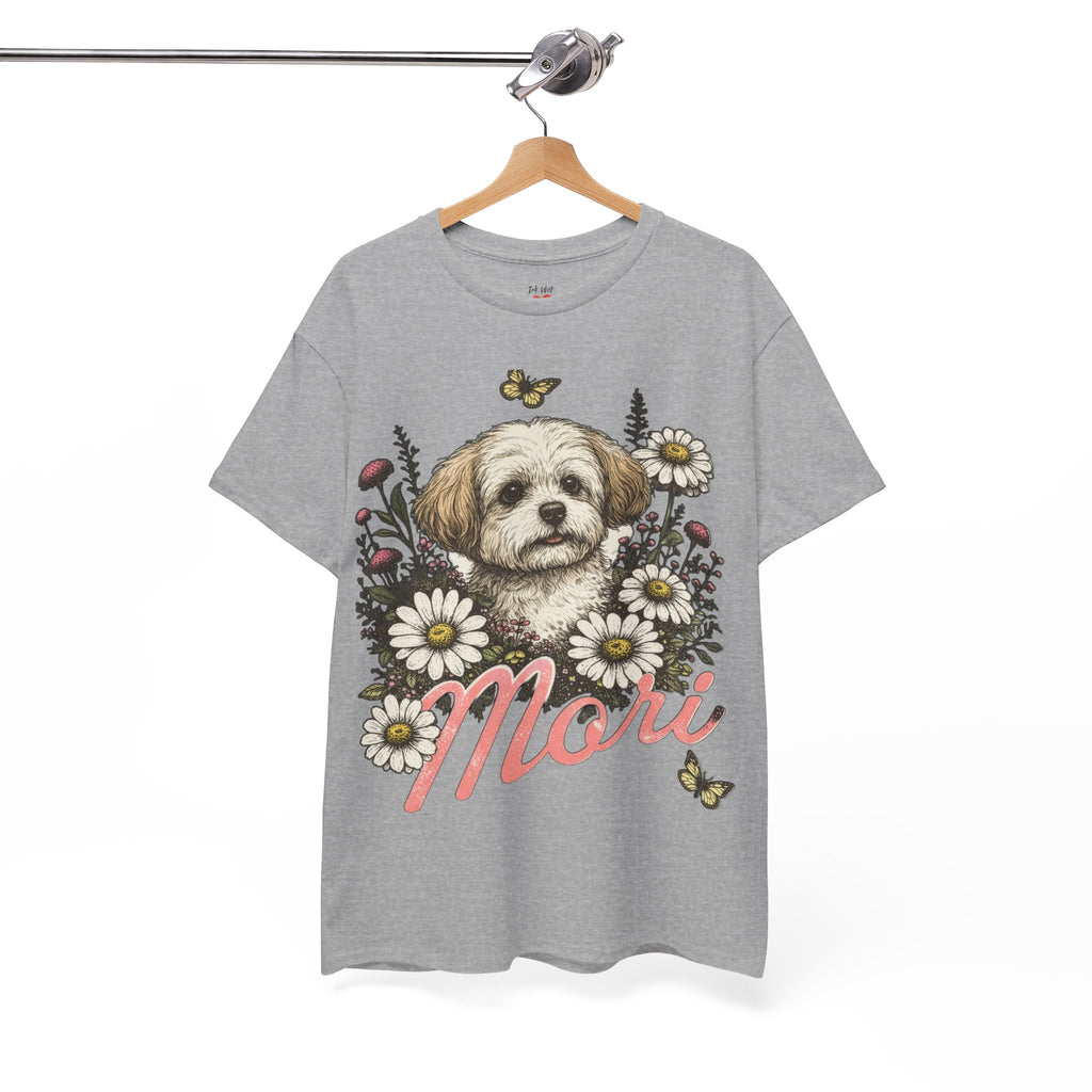 Dog Floral Tee — Personalized "Mori" Puppy Shirt