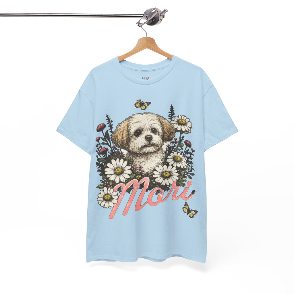 Dog Floral Tee — Personalized "Mori" Puppy Shirt