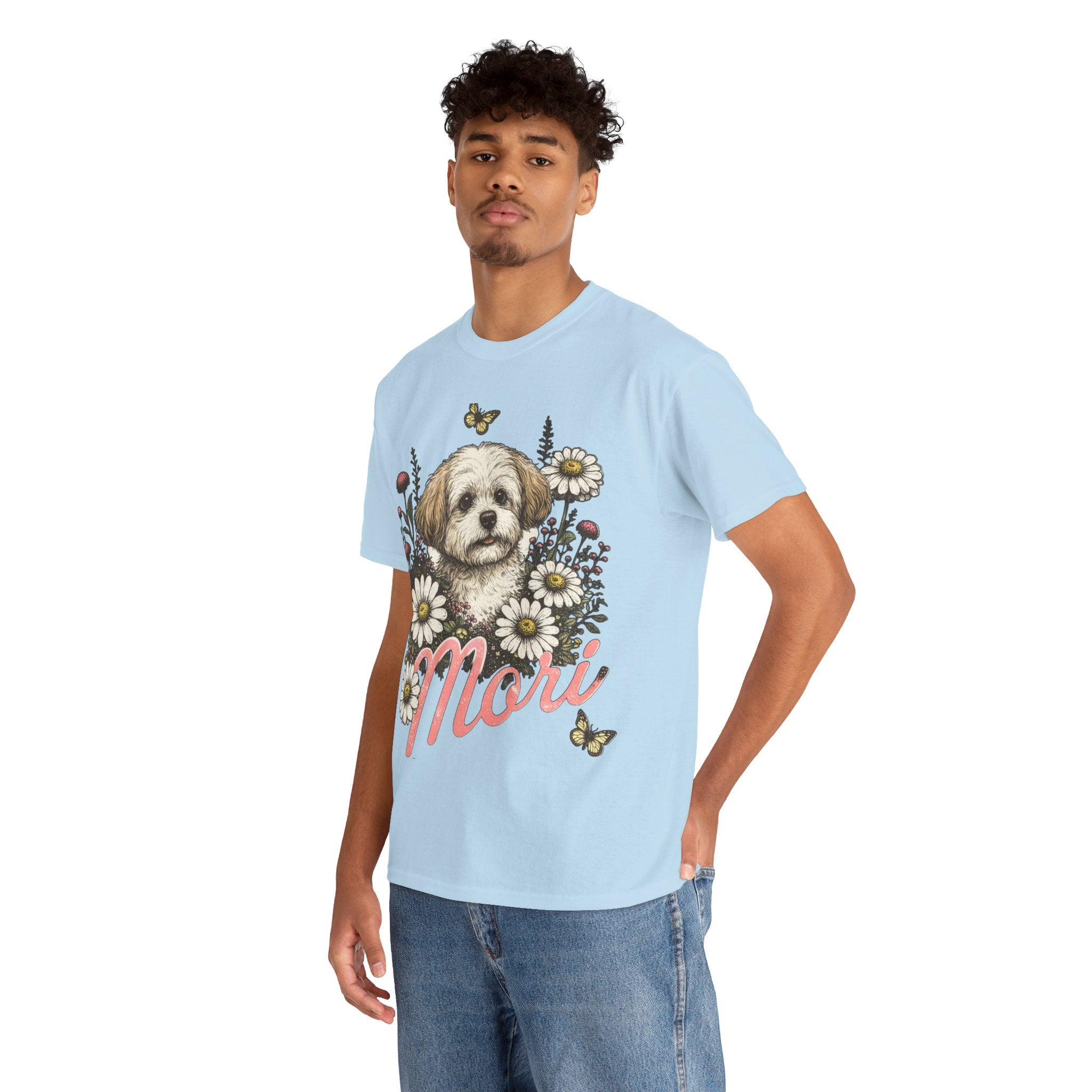 Dog Floral Tee — Personalized "Mori" Puppy Shirt