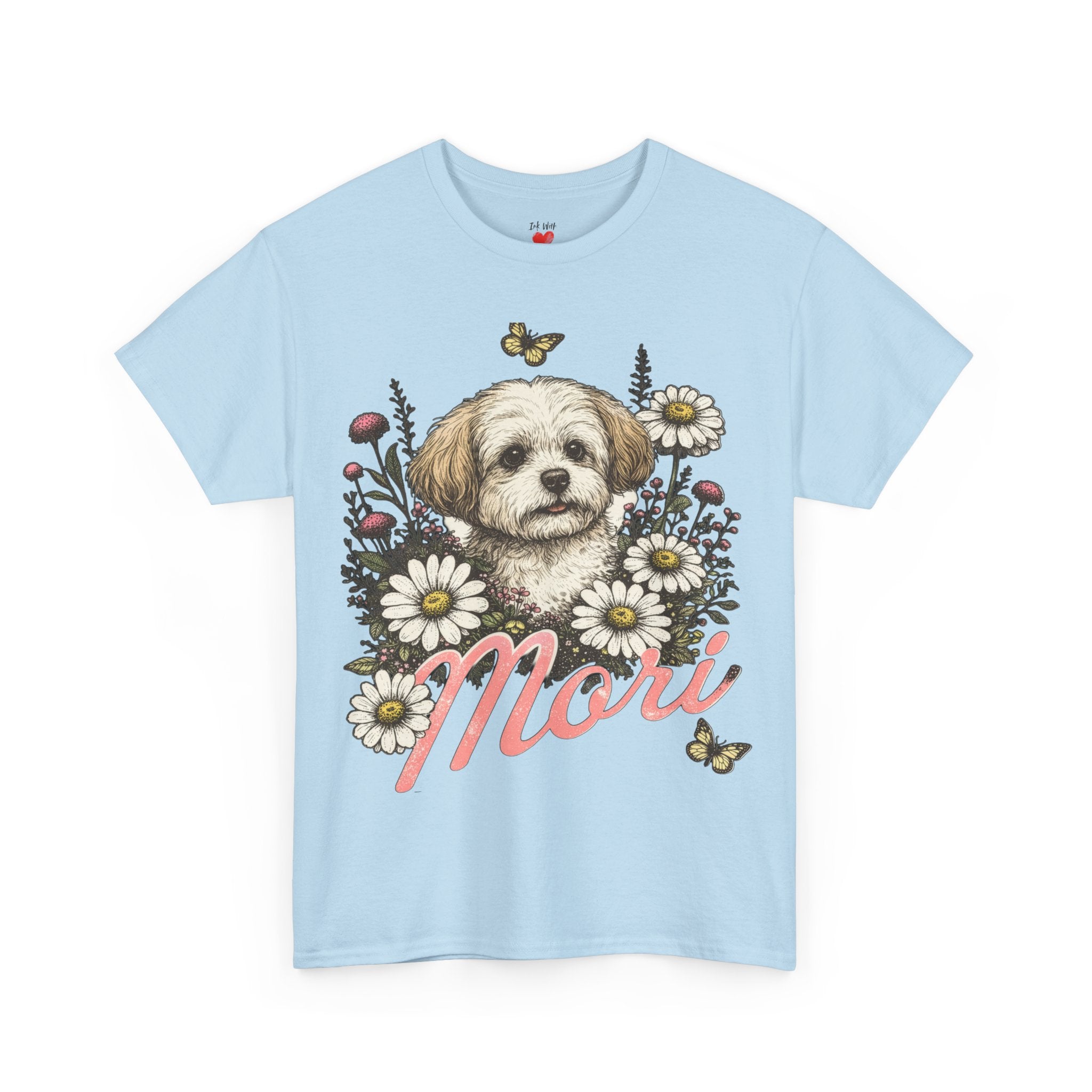 Dog Floral Tee — Personalized "Mori" Puppy Shirt