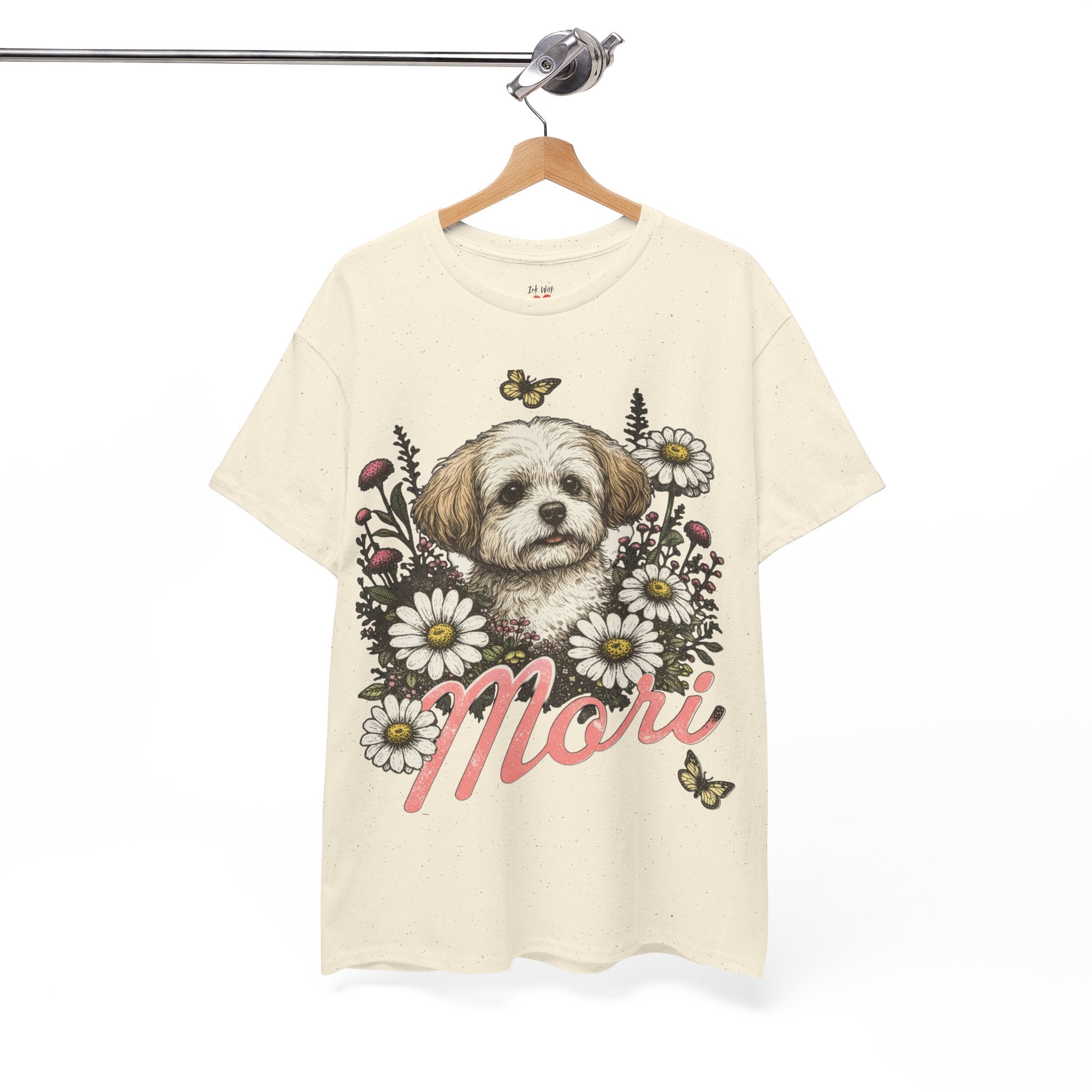 Dog Floral Tee — Personalized "Mori" Puppy Shirt