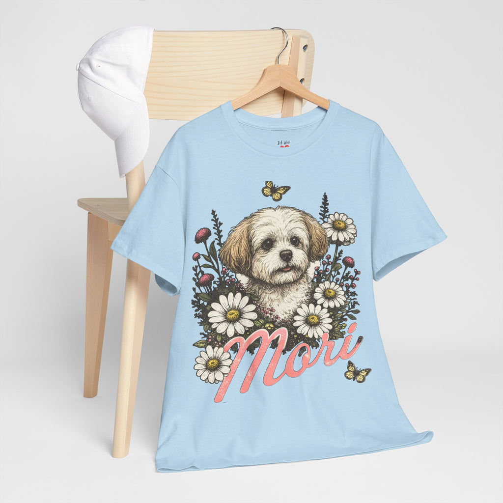 Dog Floral Tee — Personalized "Mori" Puppy Shirt