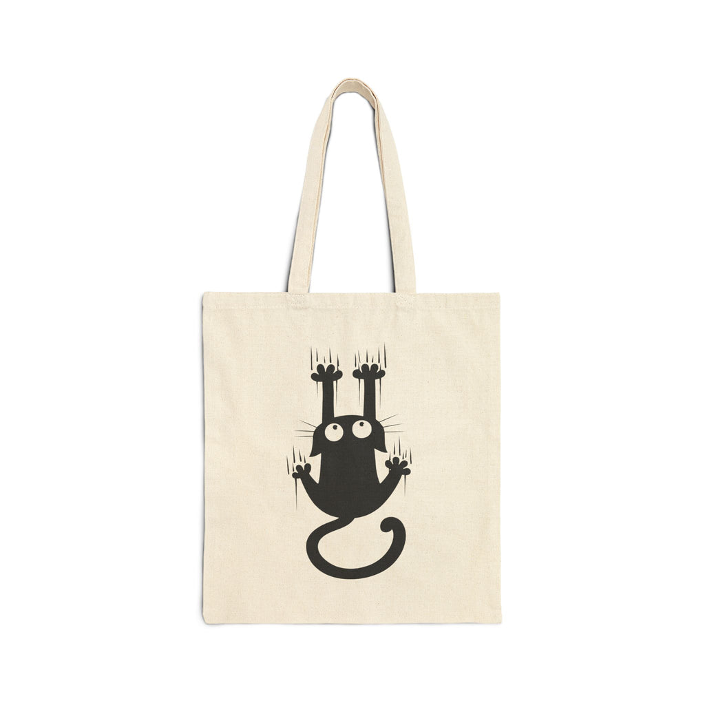 Tote Bag — Cute Black Cat Paw Prints & Falling Cat Design