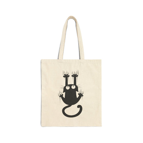 Tote Bag — Cute Black Cat Paw Prints & Falling Cat Design