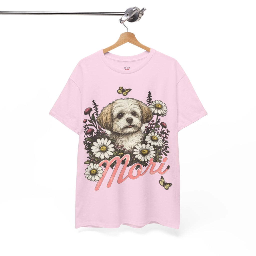 Dog Floral Tee — Personalized "Mori" Puppy Shirt