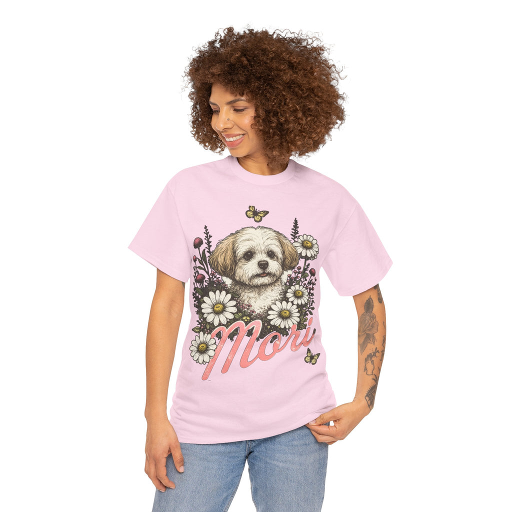 Dog Floral Tee — Personalized "Mori" Puppy Shirt