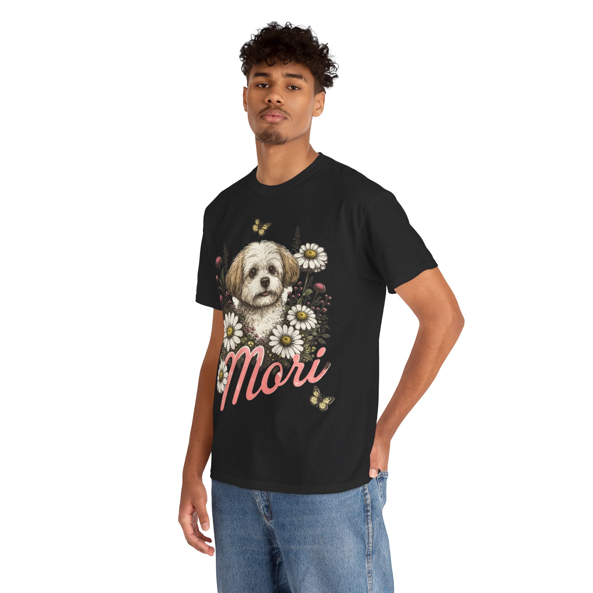 Dog Floral Tee — Personalized "Mori" Puppy Shirt