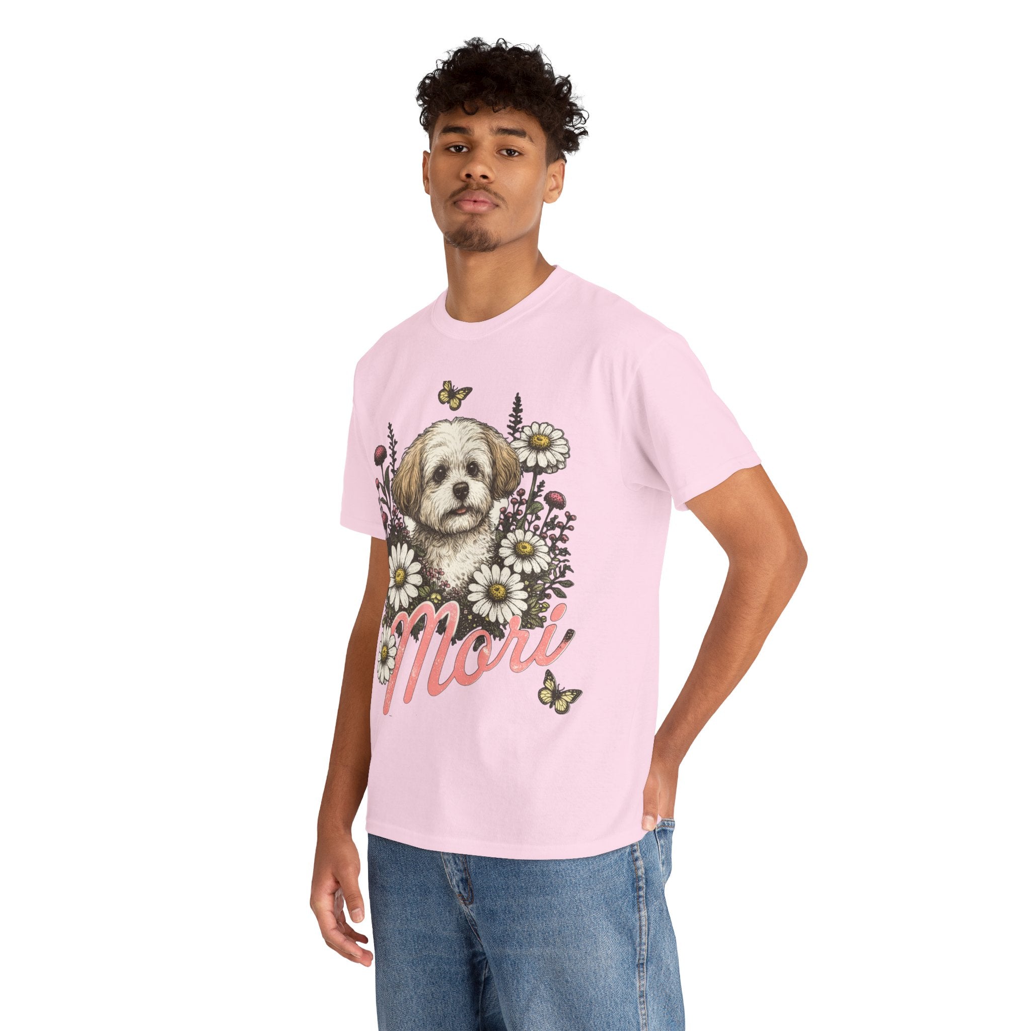 Dog Floral Tee — Personalized "Mori" Puppy Shirt